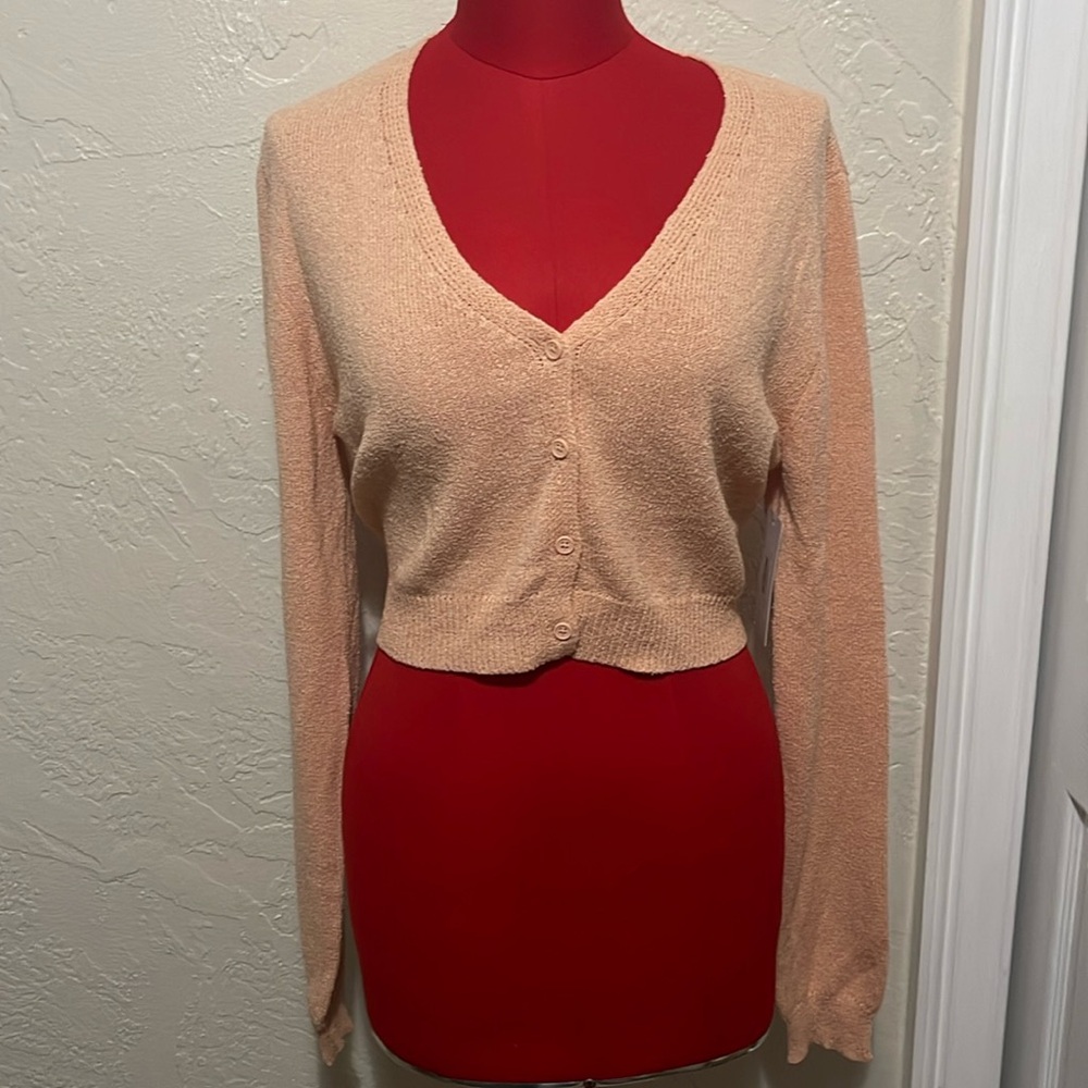 Dana Crop Cardigan Peach NWT